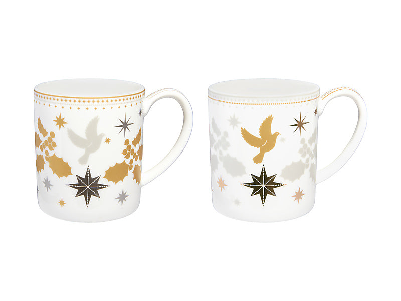 White Christmas Mug Set of 2 Assorted Gift Boxed