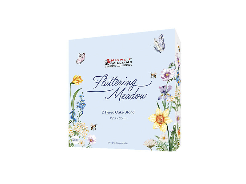 Fluttering Meadow 2 Tiered Cake Stand Gift Boxed