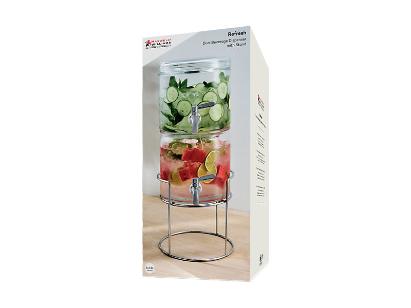 Refresh Dual Beverage Dispenser With Stand 2 X Gift Boxed