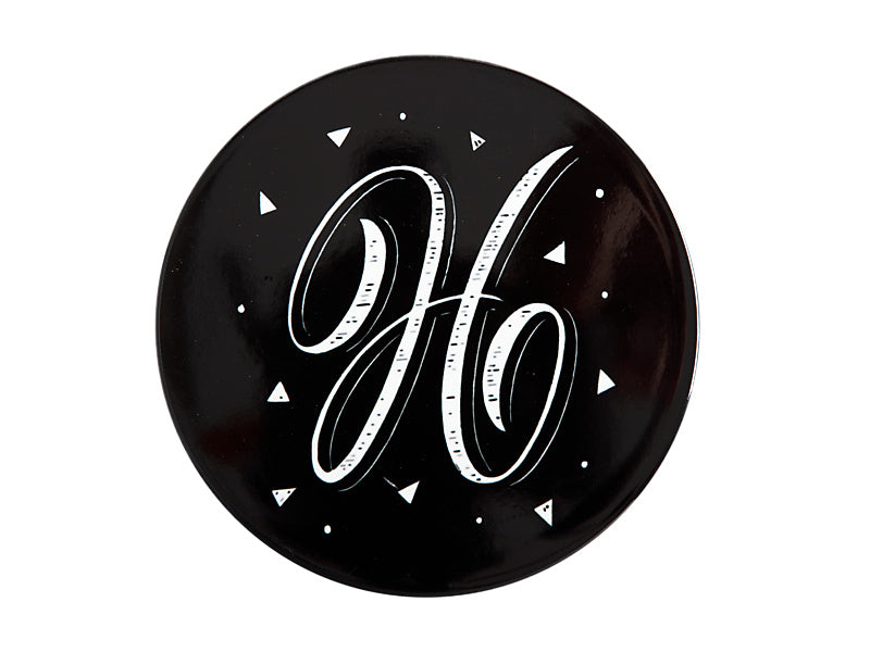 The Letterettes Ceramic Round Coaster 10.5cm "H" Gift Boxed