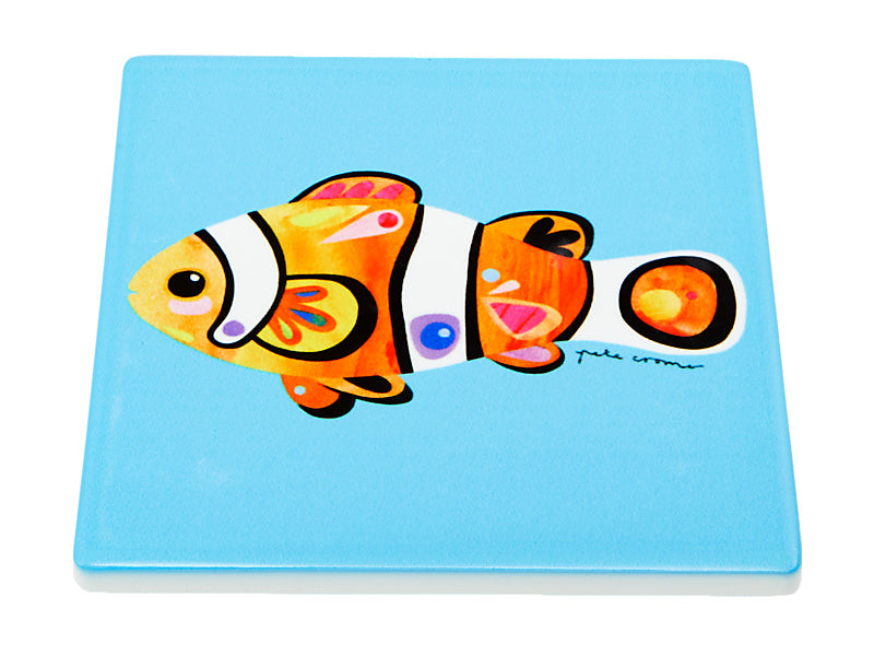 Pete Cromer Ozzie Ocean Ceramic Square Coaster Clown Fish