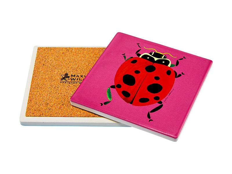 Pete Cromer Garden Party Ceramic Square Coaster Ladybird