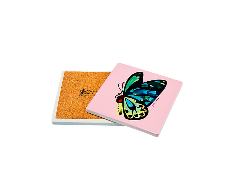 Pete Cromer Garden Party Ceramic Square Coaster Butterfly