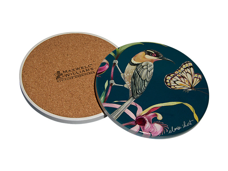 Eloise Short Lyric Ceramic Round Coaster Spinebill Honeyeater