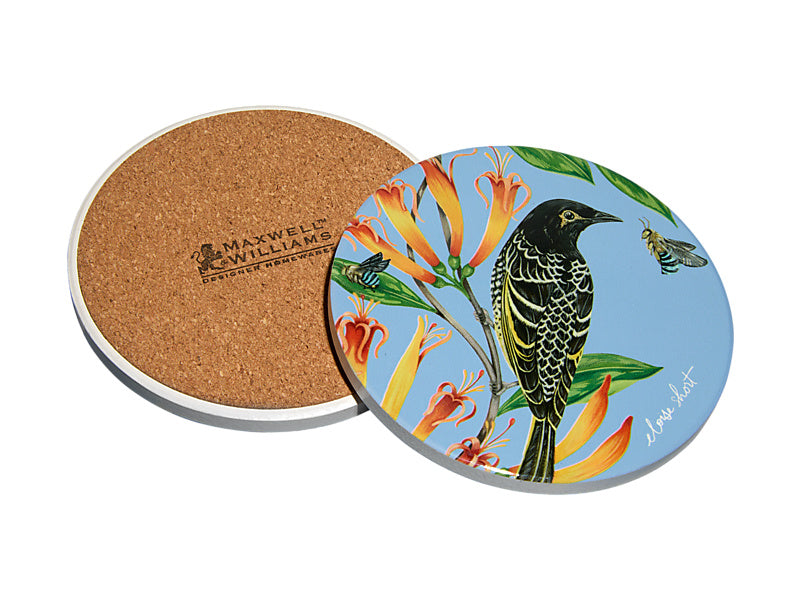 Eloise Short Lyric Ceramic Round Coaster Regent Honeyeater