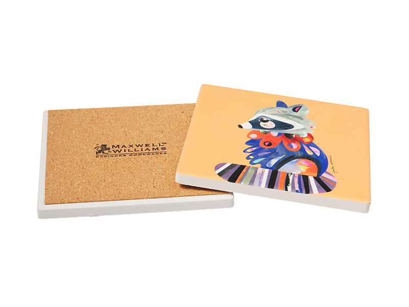 Pete Cromer Woodland Creatures Ceramic Square Coaster Raccoon