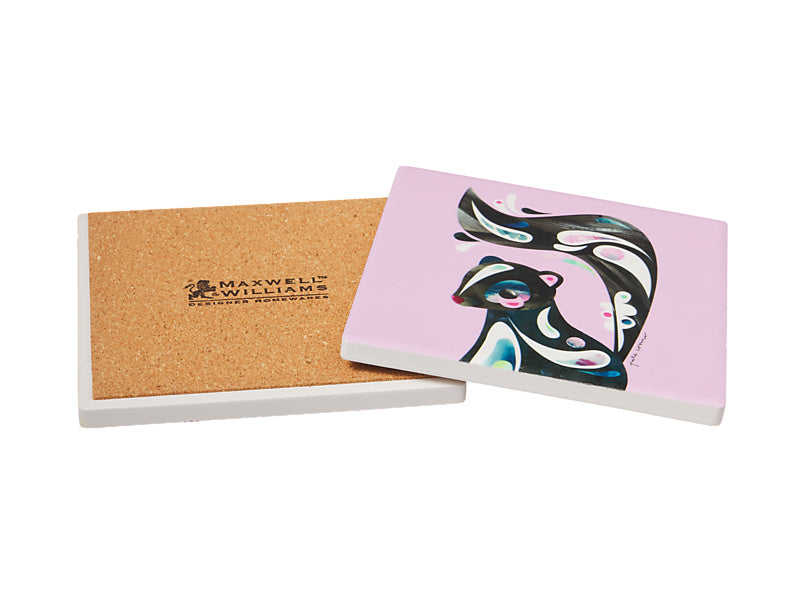 Pete Cromer Woodland Creatures Ceramic Square Coaster Skunk