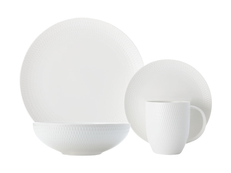 White Basics Diamonds Dinner Set 16pc Gift Boxed