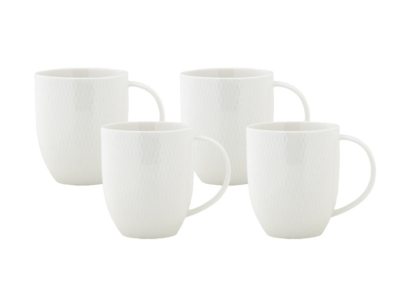 White Basics Diamonds Coupe Mug 420ML Set of 4 Gift Boxed