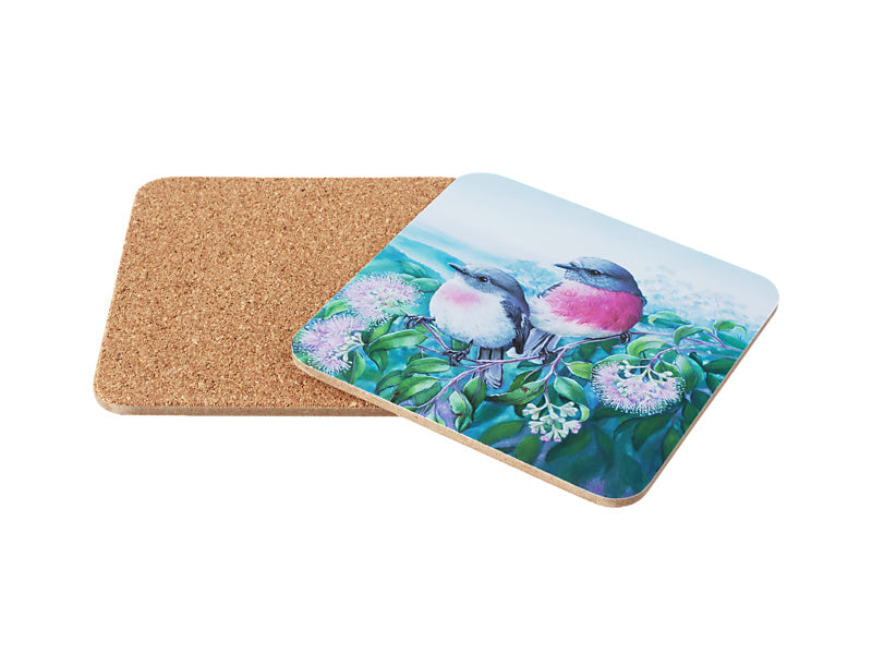 Birds of Australia KC 10yr Anniversary Cork Back Coaster 10.5cm Set of 4 Assorted Gift Boxed