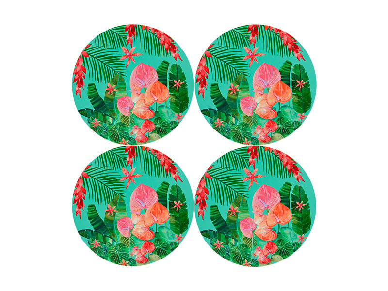 Teas & C's Tropicana Round Cork Back Placemat Set of 4 Gift Boxed