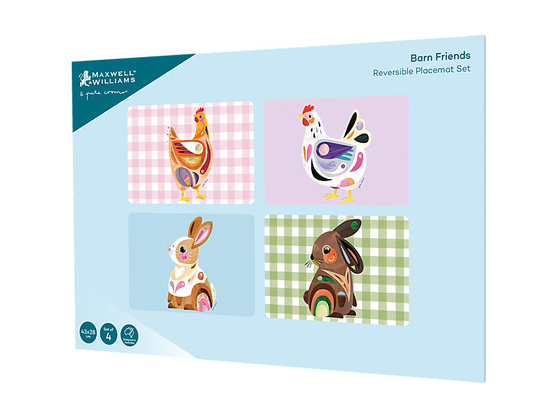 Pete Cromer Barn Friends Placemat Reversible Set of 4 Assorted