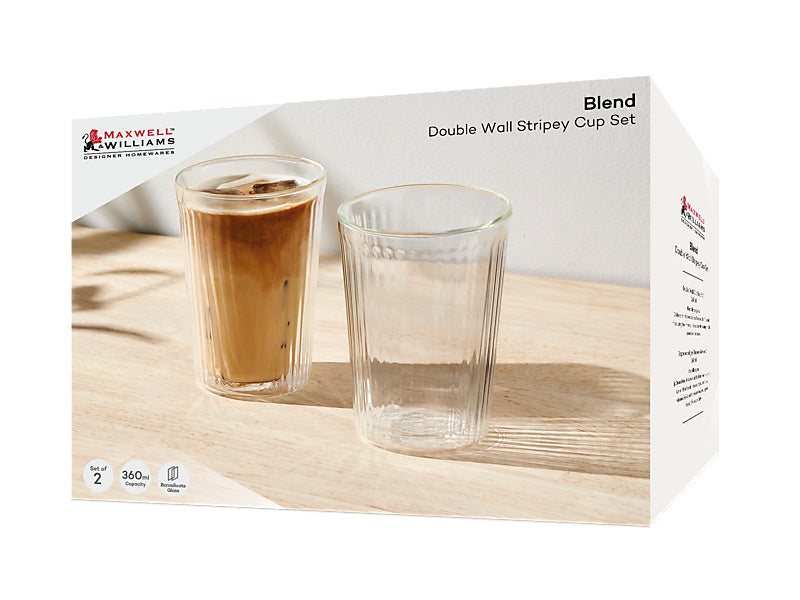 Blend Stripey Double Wall Cup Set 2 Gift Boxed