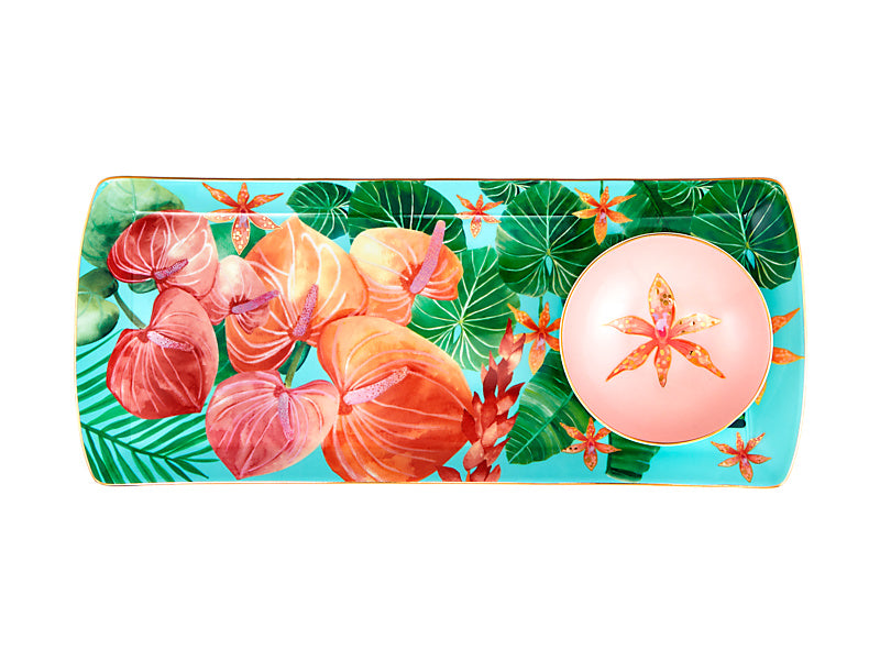 Teas & C's Tropicana Large Rectangular Platter & Dish Set Gift Boxed