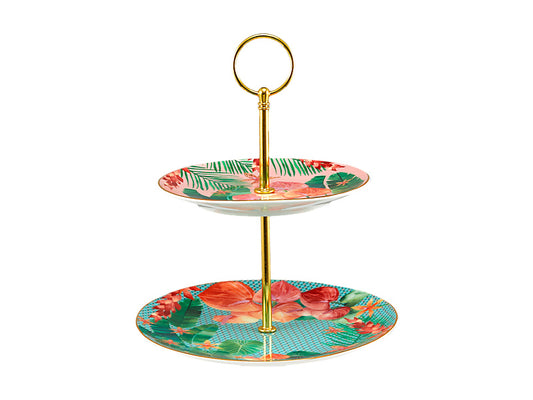 Teas & C's Tropicana 2 Tiered Cake Stand Gift Boxed