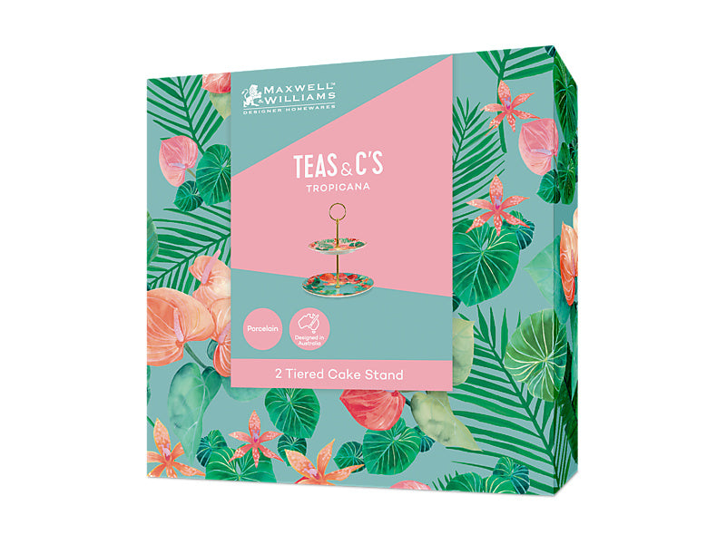 Teas & C's Tropicana 2 Tiered Cake Stand Gift Boxed