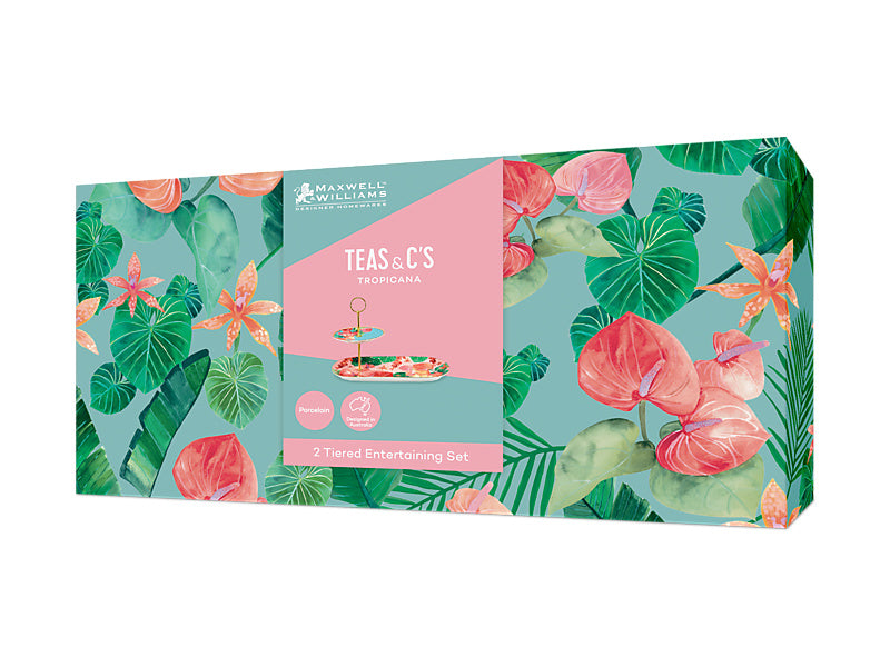 Teas & C's Tropicana 2 Tiered Entertaining Set Gift Boxed
