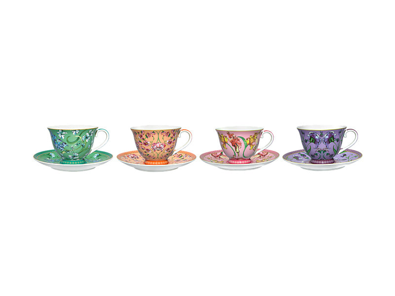 Estelle Michaelides Mystique Tall Cup & Saucer Set of 4 Assorted Gift Boxed