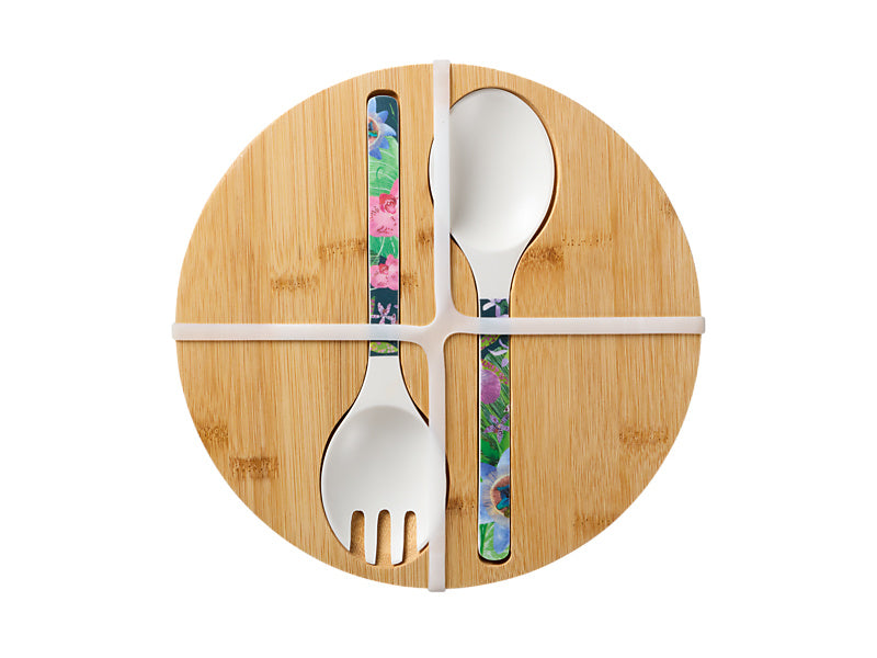 Tropical Twilight Melamine Bowl With Lid & Salad Servers