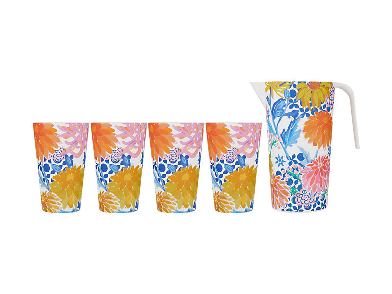 Sunburst Melamine Jug & Tumbler 5 Piece Set Gift Boxed