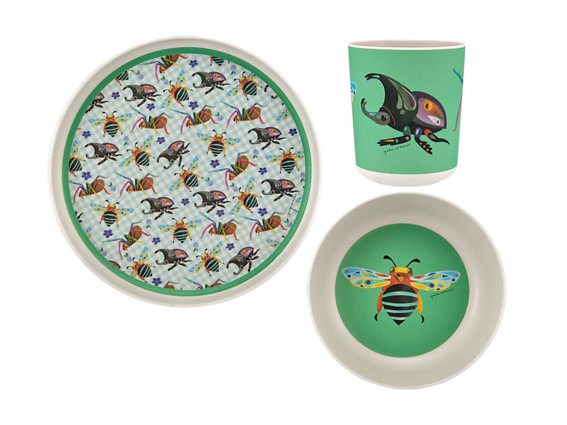 Pete Cromer Garden Party Kids Melamine 3pc Dinner Set Gift Boxed