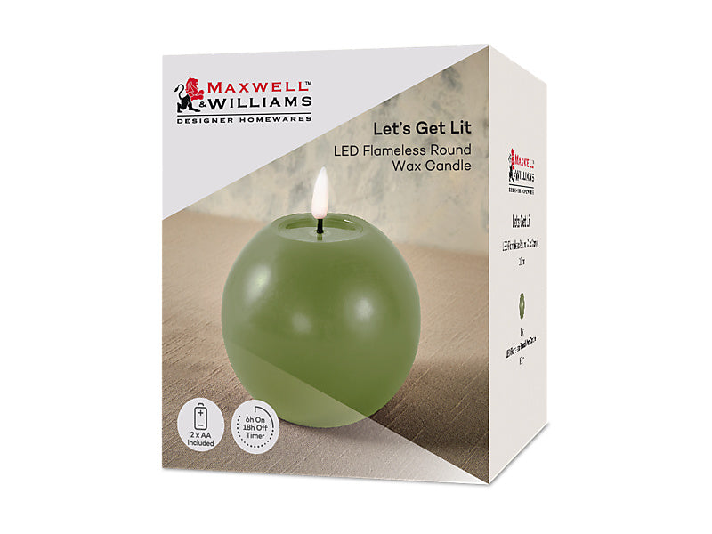 Let's Get Lit LED Flameless Round Candle Pine Gift Boxed