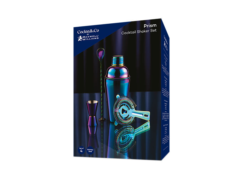 Cocktail & Co Prism Cocktail Shaker 4 Piece Set Gift Boxed