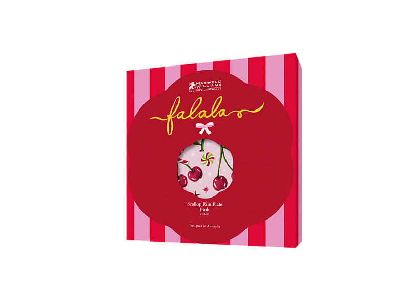 Fa la la Scallop Rim Plate Pink Gift Boxed
