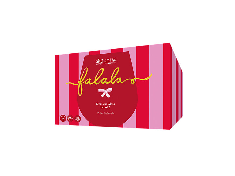 Fa la la Stemless Glass Set of 2 Gift Boxed