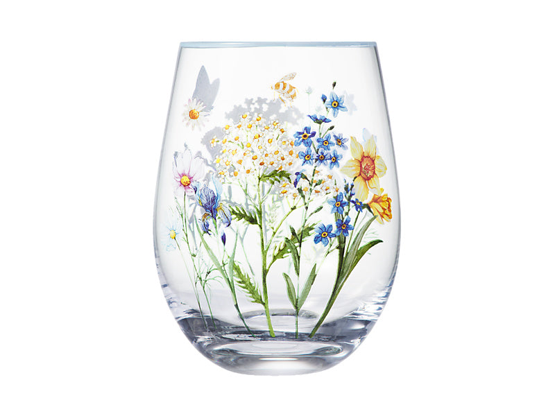 Fluttering Meadow Stemless Glass Set of 2 Gift Boxed