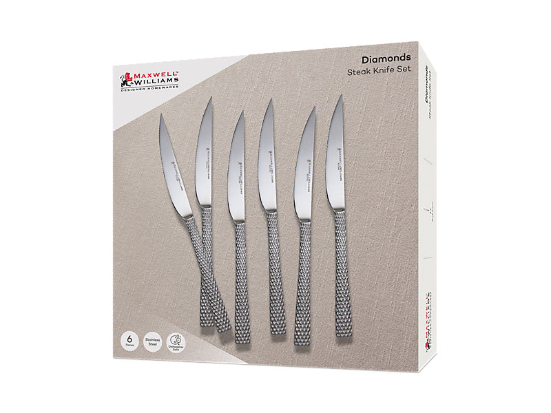 Diamonds Steak Knife Set 6pc Gift Boxed