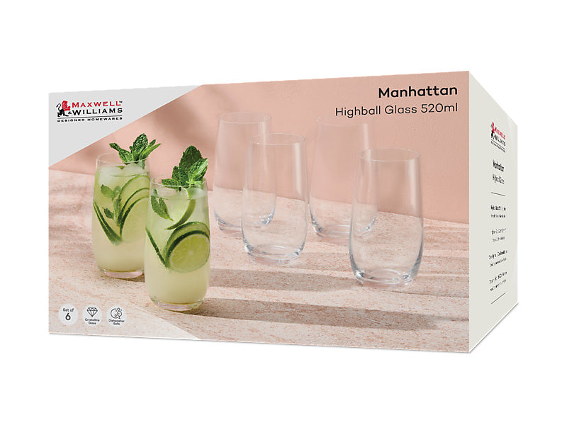 Manhattan Highball Glass Set of 6 Gift Boxed