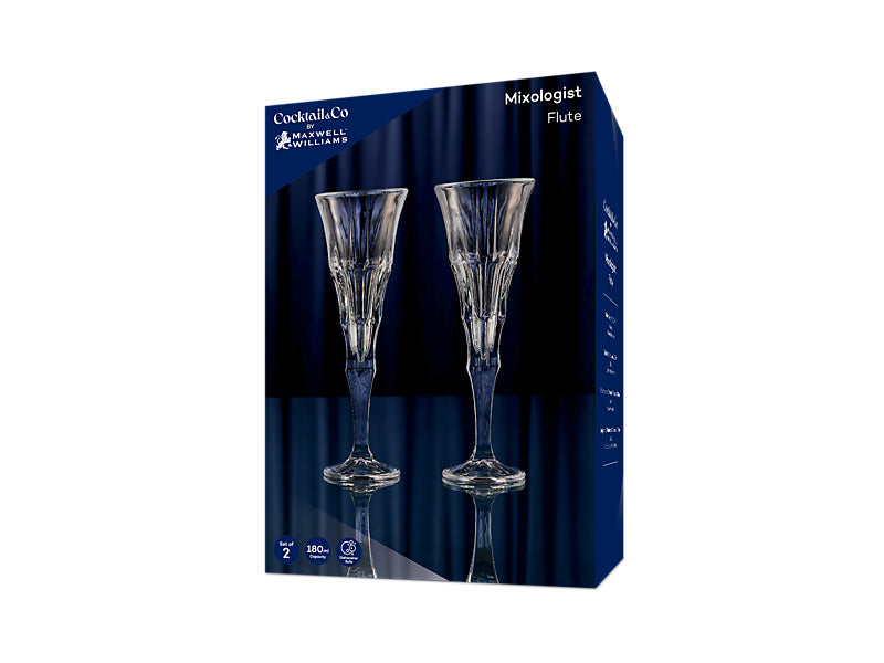 Cocktail & Co Mixologist Champagne Flute Set of 2 Linear Gift Boxed