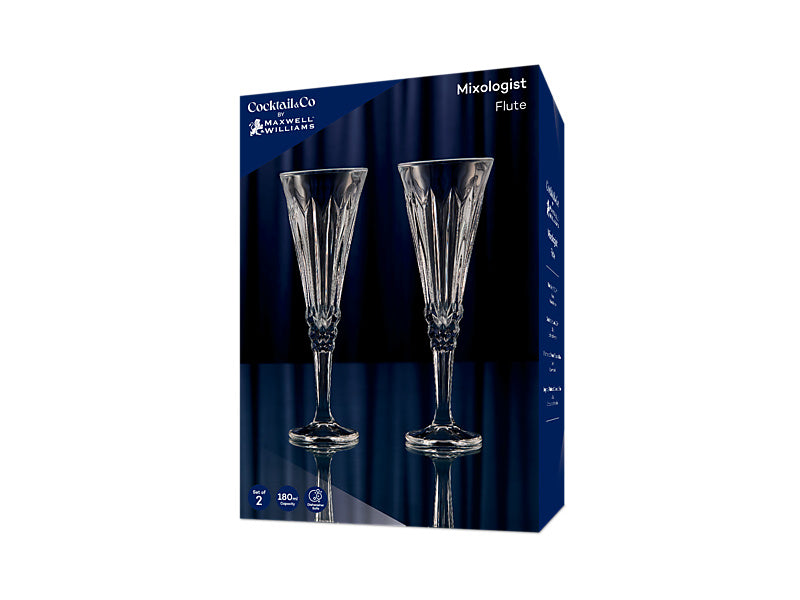 Cocktail & Co Mixologist Champagne Flute Set of 2 Vertex Gift Boxed