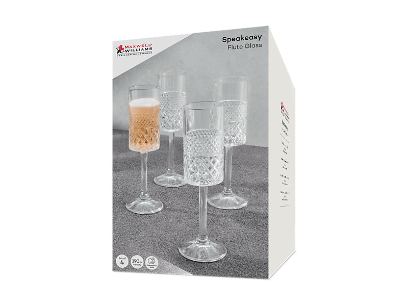 Speakeasy Flute Glass Set of 4 Gift Boxed