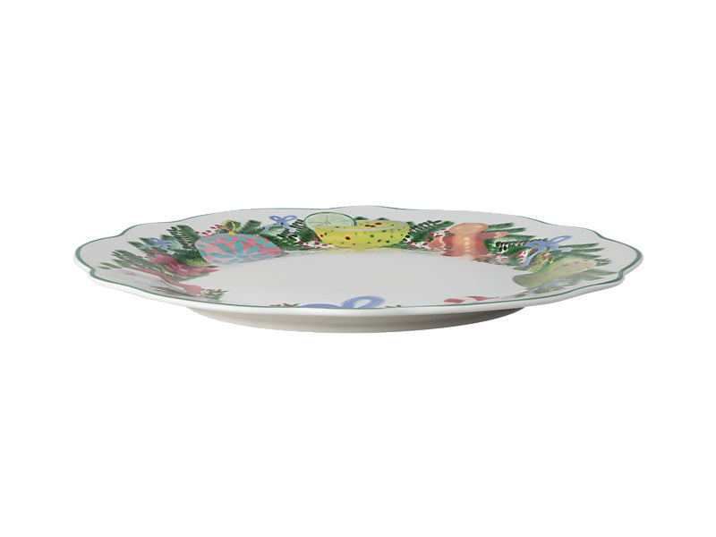 Tis The Season Scallop Rim Plate White Gift Boxed