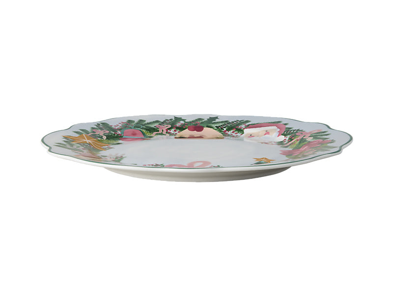 Tis The Season Scallop Rim Plate Light Blue Gift Boxed