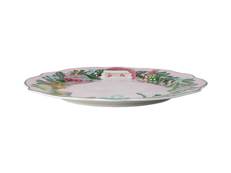 Tis The Season Scallop Rim Plate Pink Gift Boxed