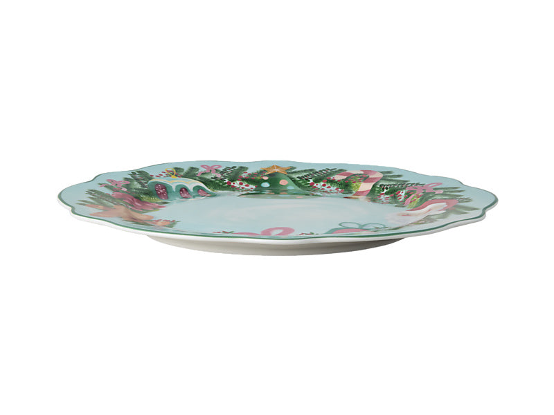 Tis The Season Scallop Rim Plate Green Gift Boxed