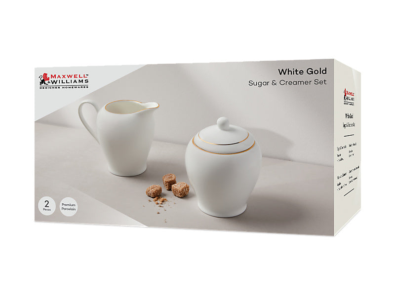 White Gold Sugar & Creamer Set Gift Boxed