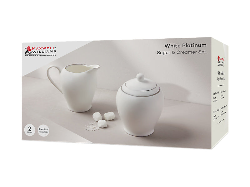 White Platinum Sugar & Creamer Set Gift Boxed