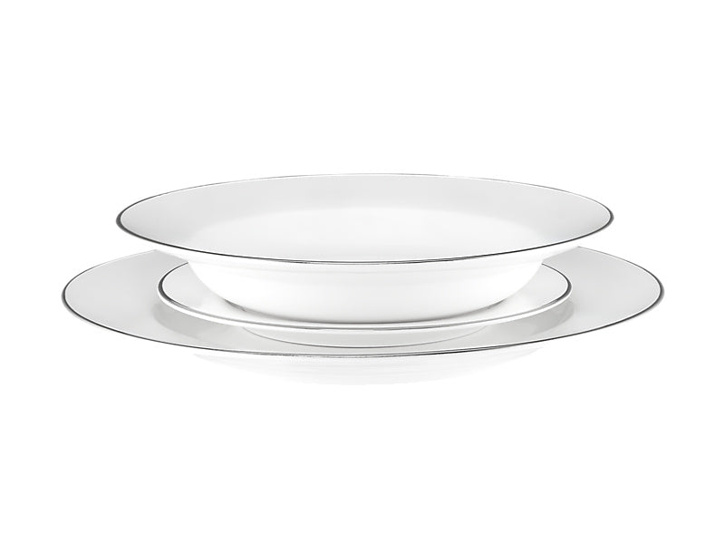 White Platinum Rim Dinner Set 12pc Gift Boxed