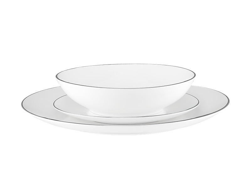 White Platinum Coupe Dinner Set 12pc Gift Boxed