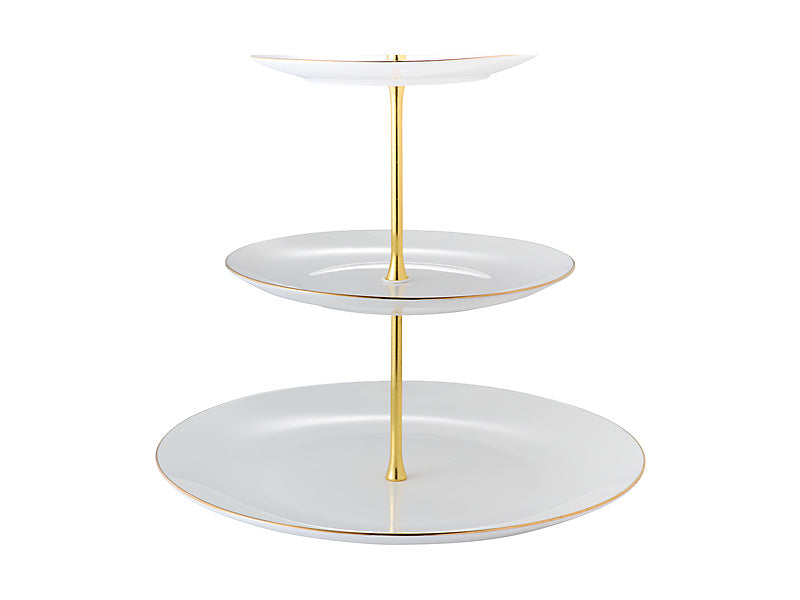 White Gold 3 Tier Cake Stand Gift Boxed