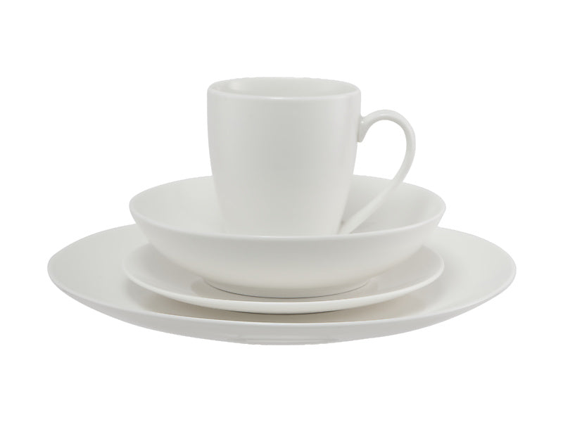 White Basics Fitzrovia Coupe Dinner Set 16 Piece Gift Boxed