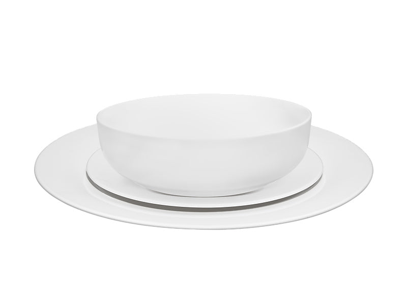 White Basics Urban Rim Dinner Set 12pc Gift Boxed