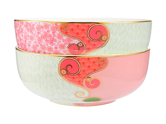 Wicked Pink Goes Good With Green Bowl Set of 2 Glinda Gift Boxed