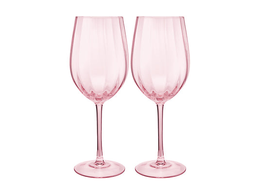 Wicked Pink Goes Good With Green Ribbed Wine Glass Glinda Set of 2 Gift Boxed