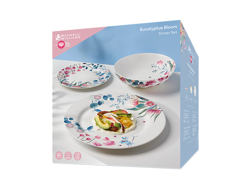 Royal Botanic Gardens Eucalyptus Bloom Rim Dinner Set 12pc Gift Boxed