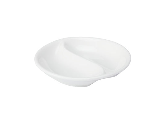 White Basics Round Divided Sauce Dish 10cm